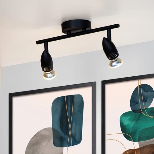 Lucide CARO - Spot plafond - 2xGU10 - Noir - ambiance 1